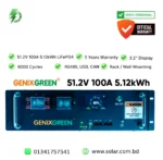 Genixgreen 51.2V 100Ah 5.12kWh LiFePO4 Battery Price in Bangladesh