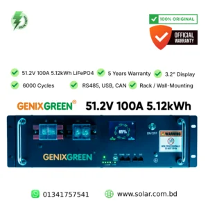 Genixgreen 51.2V 100Ah 5.12kWh LiFePO4 Battery Price in Bangladesh