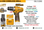 INGCO 12V Cordless Drill 1.5Ah (2x Battery)