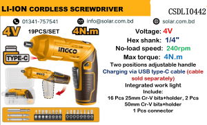 INGCO 4V Lithium-Ion Cordless Screwdriver