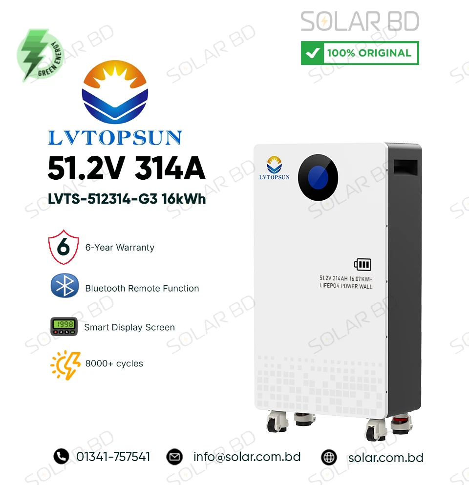 LVTOPSUN G3 51.2V 16 kWh LiFePO₄ Solar Energy Storage Battery