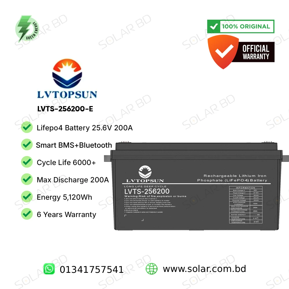 LVTOPSUN 24 VOLT 200AH , 25.6VOLT 200a