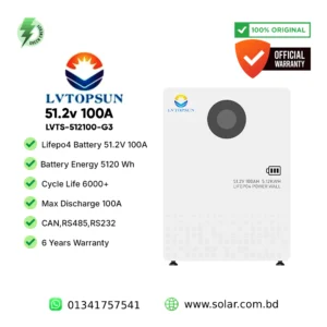 LVTOPSUN LiFePO4 battery 5.12kWh price in BD