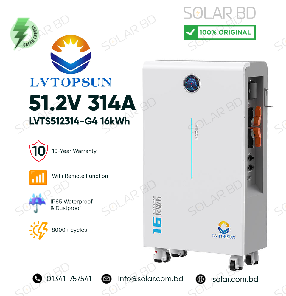 LVTOPSUN G4 51.2V 16kWh LiFePO4 solar energy storage battery for residential solar system