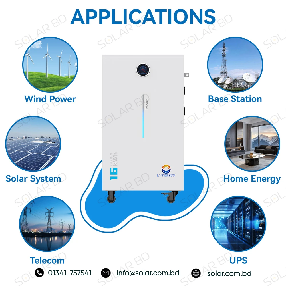 LVTOPSUN G4 51.2V 16kWh LiFePO4 solar energy storage battery for residential solar system