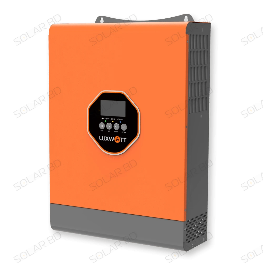 Luxwatt 3.6kW inverter, 3.6kW hybrid solar inverter, Luxwatt hybrid inverter Bangladesh, Single-phase solar inverter, Pure sine wave inverter, Home solar inverter, Small business solar inverter, Off-grid solar inverter, On-grid hybrid inverter, Smart solar inverter, Energy-efficient solar inverter, Luxwatt solar inverter online, Hybrid inverter for home, Residential solar inverter, Commercial solar inverter, Luxwatt 3.6kW hybrid inverter review, Best solar inverter Bangladesh, Reliable solar inverter, Solar inverter with WiFi monitoring, Hybrid solar system inverter
