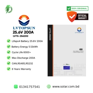 LVTOPSUN 5.12kWh LiFePO4 battery for solar system