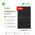 REC TwinPeak 4 Series 375W Half-Cut Mono Solar Panel