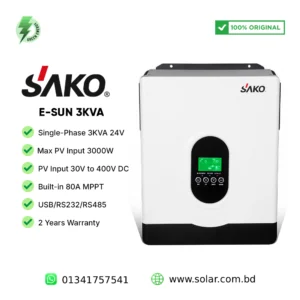 SAKO 3KVA 24V off grid hybrid solar inverter Bangladesh