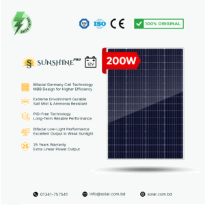 SUNSHINE 200W Germany Cell 12V Mono Bifacial Solar Panel