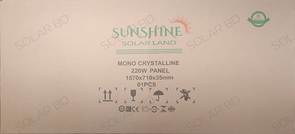 SUNSHINE 220W Germany Cell 12V Mono Solar Panel Packing