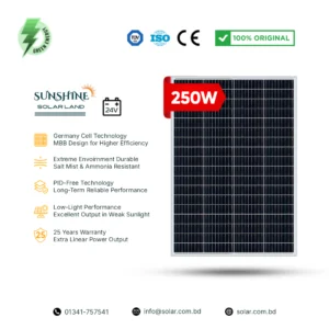 SUNSHINE SolarLand 250W 24V Mono Solar Panel High Efficiency Bangladesh