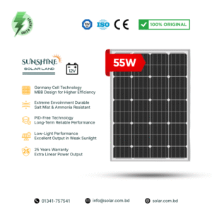SUNSHINE 55W Germany Cell 12V Mono Solar Panel