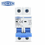 TOMZN 2P DC Solar PV MCB TOB7Z-63 1000V 6kA Mini Circuit Breaker Front View
