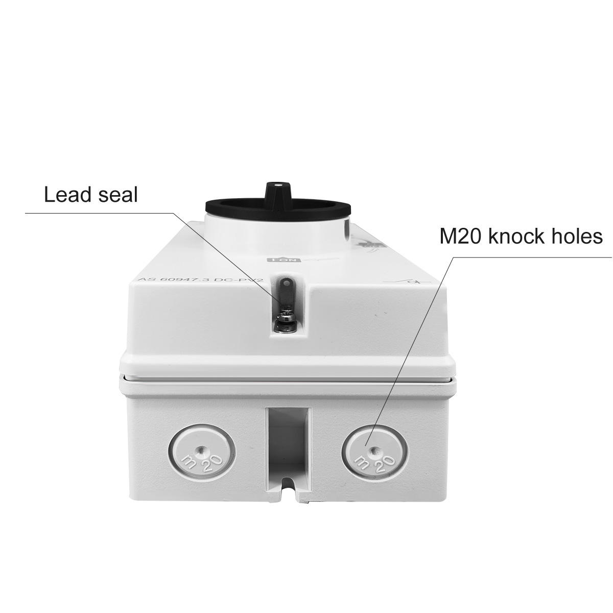 TOMZN 4P PV DC 1200V 32A IP66 Solar Rotary Isolator Bottom View