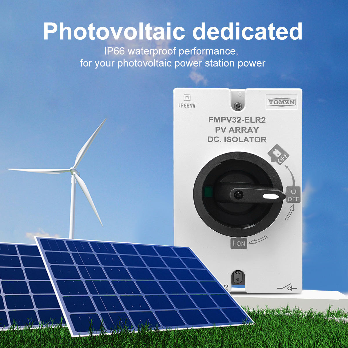 TOMZN TOISO-32 4P DC Isolator 1200V 32A IP66 Solar Rotary Isolator Switch Waterproof Disconnector - Image 2