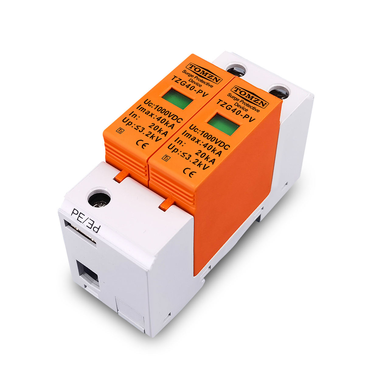 TOMZN SPD TZG40-PV DC 1000V Surge Protector 20kA–40kA Angle View